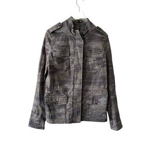 Express Xs Camo Military Style Utility Jacket With Snap & Zip Closure Pockets